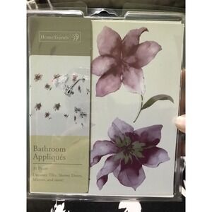HomeTrends Bathroom Appliques Purple Pink Floral 30 Piece Set Watercolor Decals
